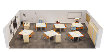 Mit Conen Möbeln eingerichteter Klassenraum in moderner Optik
