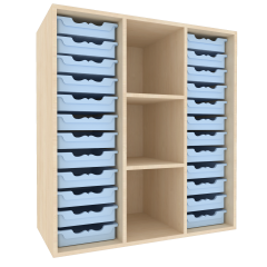 Produktbild Offenes Regal mit 24 flachen ErgoTray Boxen für die Höhe von 3 Ordnern, Serie 561-1 