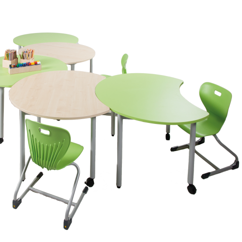 Produkt Bild Tisch PAC mit Körperausschnitt, fahrbarer Schultisch mit Vollkernplatte PowerSurf 