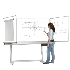 Productimage Whiteboard Federzugtafel aus Premium Stahlemaille, fahrbar, Serie FZ FR E, weiß