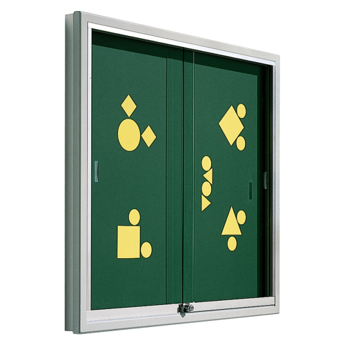 Produkt Bild Informationsvitrine V9 aus Premium Stahlemaille mit gr&uuml;ner R&uuml;ckwand 