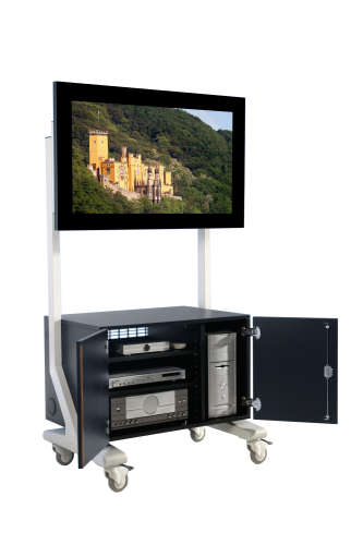 Produkt Bild TV Wagen, TV Rack f&uuml;r Fernseher bis 70 Zoll mit gro&szlig;em Unterschrank, Holzt&uuml;ren SCXL-S60TF