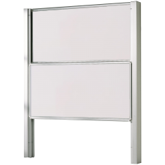 Productimage Whiteboard zwei flächige Pylonentafel aus Premium Stahlemaille, Serie PY2 E, weiß
