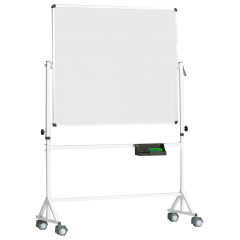 Productimage Fahrbares Whiteboard aus Premium Stahlemaille mit Vierkantgestell, Serie 9 E, weiß
