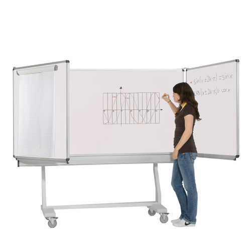 Produkt Bild Whiteboard Federzugtafel aus Premium Stahlemaille, fahrbar, Serie FZ FR E, weiß 