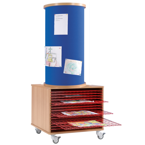 Produkt Bild Mobile Litfa&szlig;s&auml;ule mit Stoff&uuml;berzug, 15 Trockengitter und Regal, Serie KLS-TW15S 