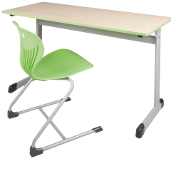 Produktbild Zweier-Schülertisch 130x65 cm Modell T, Tischplatte Vollkern 