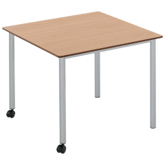 Produktbild Vari² Quadrattisch, Schultisch fahrbar mit Rundrohrgestell & Vollkernplatte 