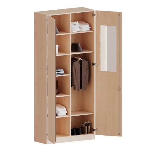 Produkt Bild Garderobenschrank mit Spiegel und Garderobenstange, 6 Ordnerhöhen - Serie evo180 T12046KAM