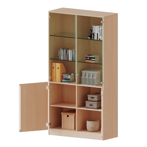 Produkt Bild Schrank, 5 Ordnerhöhen, unten Türen (3 OH), oben Vitrinentüren (2 OH) - Serie evo180 