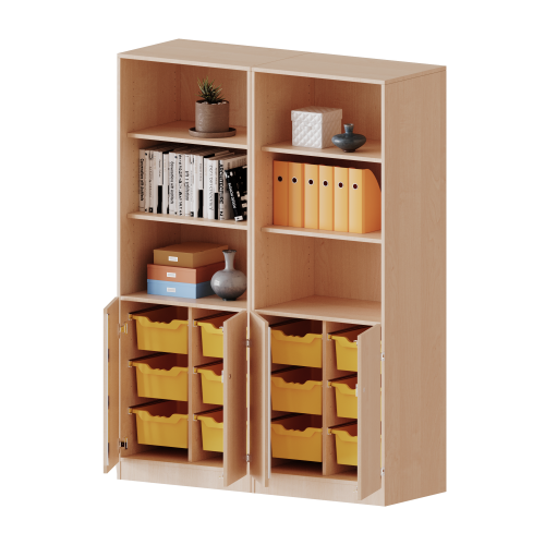 Produkt Bild ErgoTray Kombi-Schrank, vierreihig, zweiteilig, 5 Ordnerhöhen - evo180 Serie E14152TG3R