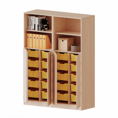 Produktbild ErgoTray Kombi-Schrank, vierreihig, zweiteilig, 5 Ordnerhöhen - evo180 Serie E14153TG2R