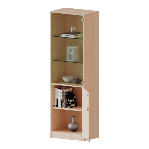 Produkt Bild Schrank, 5 Ordnerhöhen, unten Tür (2 OH), oben Vitrinentür (3 OH) - Serie evo180 