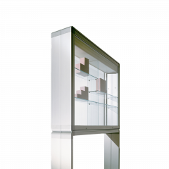 Produktbild Präsent.-Vitr m. Schiebet. Innen, wandmont.Ausstellungsvitrine mit Klapptüren, freistehend, abschließbar 