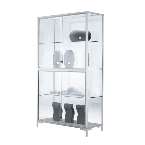 Produkt Bild Standvitrine LINK mittig geteilt mit 4 Schiebetüren für den Innenbereich 