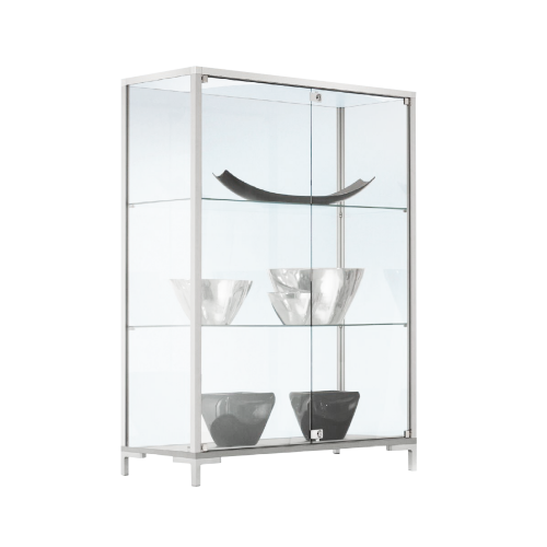 Produkt Bild Standvitrine LINK halbhoch mit 2 Schiebet&uuml;ren f&uuml;r den Innenbereich 