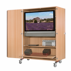 Produktbild Zweitüriger TV-Wagen mit Halterung für Flachbildschirme, fahrbar 