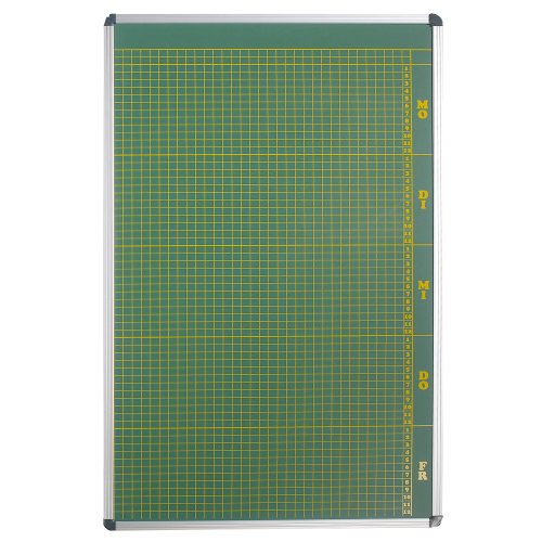Produkt Bild Plantafel mit Personalplan und Stundenraster aus beschreibbarer Premium Stahlemaille, gr&uuml;n 