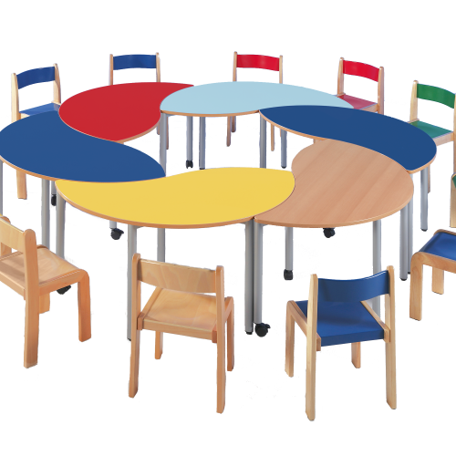 Produkt Bild Swing-It STEELY halbrunder Wellentisch Schultisch, fahrbar 