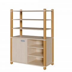 Produktbild Stollen-Schrank mit einseitiger T&uuml;r und 3 offenen F&auml;chern, hoher offener Regalaufsatz 0616 024 00