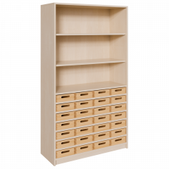 Produktbild Korpus-Regal mit flachen Materialk&auml;sten und offenen F&auml;chern 