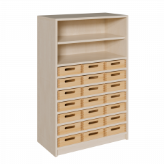 Produktbild Korpus-Regal mit flachen Materialk&auml;sten und offenen F&auml;chern 