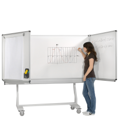 Produktbild Freistehende Klapptafel aus Stahl, Whiteboard, Serie KLST in wei&szlig; KL R100STW