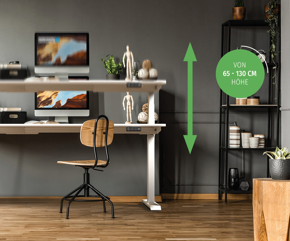 Höhenverstellbereich des Schreibtisches