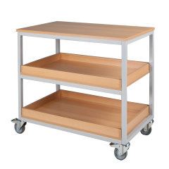 Produktbild Vorbereitungswagen mit 3 Ablageb&ouml;den, 2 mit Aufkantung, fahrbar VW 40