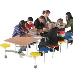 Produktbild Spaceflex 2.0 Klapptisch mit integrierten St&uuml;hlen und melaminharzbeschichteter Spanplatte, rechteckig 