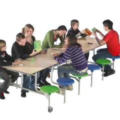 Produktbild Spaceflex 2.0 Klapptisch mit integrierten St&uuml;hlen, Vollkernplatte "PowerSurf", rechteckig 