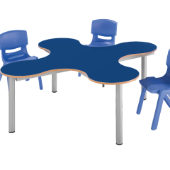 Produktbild Kleeblatt Vierertisch Sch&uuml;ltertisch mit Melaminplatte 