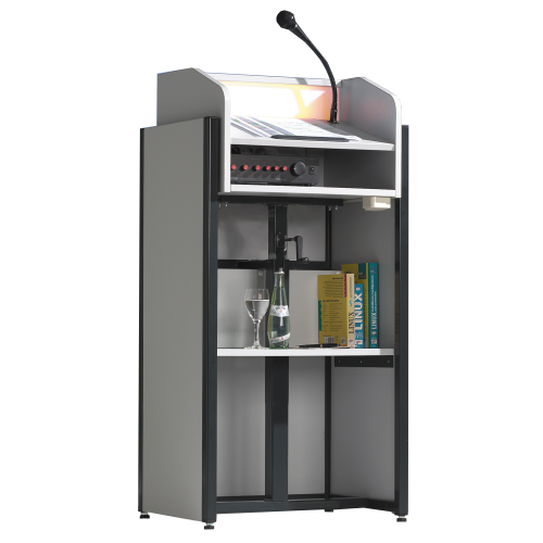 Produkt Bild Rednerpult h&ouml;henverstellbar mit Verblendung, fahrbar, mit Beleuchtung RP 21 F