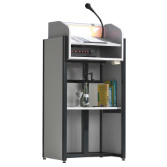 Produktbild Rednerpult h&ouml;henverstellbar mit Verblendung, fahrbar, mit Beleuchtung RP 21 F