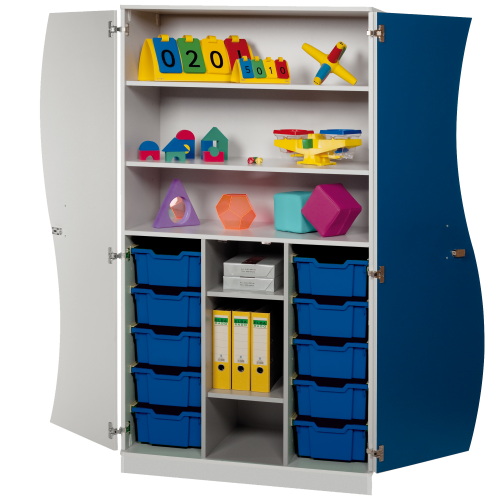 Produkt Bild Hochschrank mit Wellent&uuml;ren, 10 hohe ErgoTray Boxen & 4 Einlegeb&ouml;den 