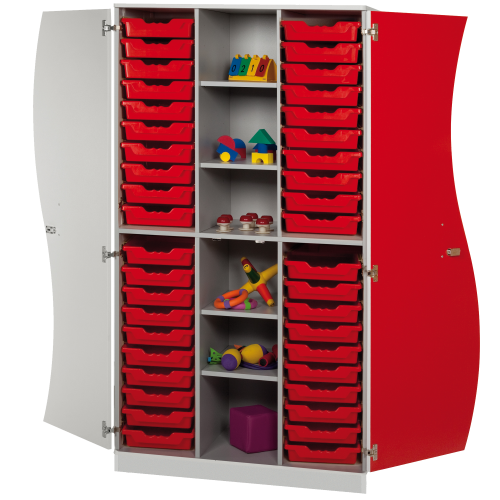 Produkt Bild Hochschrank mit Wellent&uuml;ren, 40 flache ErgoTray Boxen & 4 Einlegeb&ouml;den 