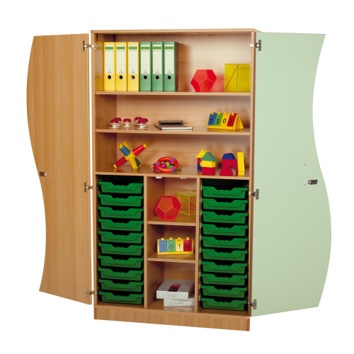 Produkt Bild Hochschrank mit Wellent&uuml;ren, 20 flache ErgoTray Boxen & 4 Einlegeb&ouml;den 