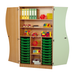 Produktbild Hochschrank mit Wellent&uuml;ren, 20 flache ErgoTray Boxen & 4 Einlegeb&ouml;den 