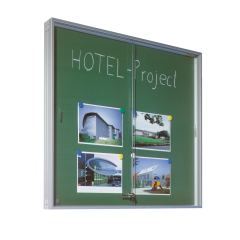 Produktbild Wandvitrine IA mit Schiebet&uuml;r aus Sicherheitsglas und gr&uuml;ner R&uuml;ckwand 