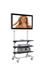 Produktbild TV Wagen, TV Rack f&uuml;r Fernseher bis 50 Zoll mit 3 Ablagen SC70-B3N