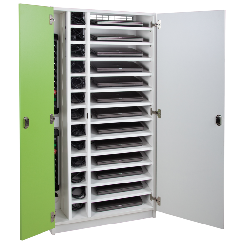 Produkt Bild Notebooktower mit 13 F&auml;chern,T&uuml;ren und 2 Steckdosenleisten 