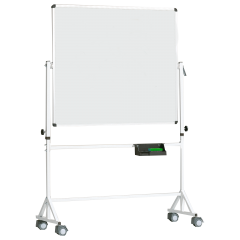 Produktbild Fahrbares Whiteboard aus Premium Stahlemaille mit Vierkantgestell, Serie 9 E, wei&szlig; 