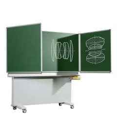 Productimage Klappschiebetafel, Schultafel aus Stahl, Serie MST, gr&uuml;n
