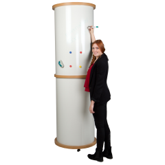 Produktbild Mobile Litfa&szlig;s&auml;ule mit Whiteboardoberfl&auml;che, Schultafelstahl, wei&szlig; 