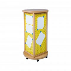 Produktbild Litfa&szlig;s&auml;ule, Infos&auml;ule in Quaderform mit Lochblechf&uuml;llung, fahrbar 