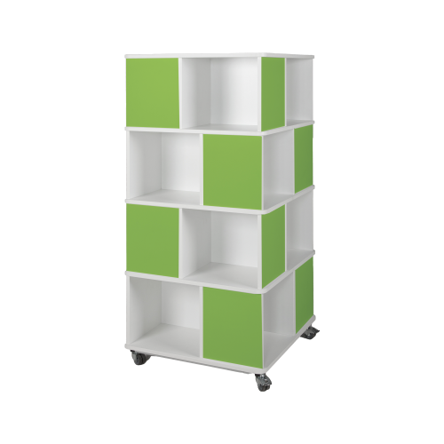 Produkt Bild B&uuml;cherturm mit offenen F&auml;chern, zweifarbig und fahrbar BT4-2F