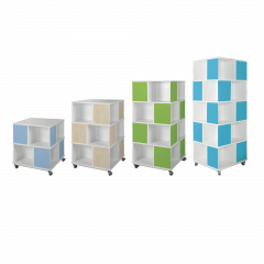 Produktbild B&uuml;cherturm mit offenen F&auml;chern, einfarbig und fahrbar 