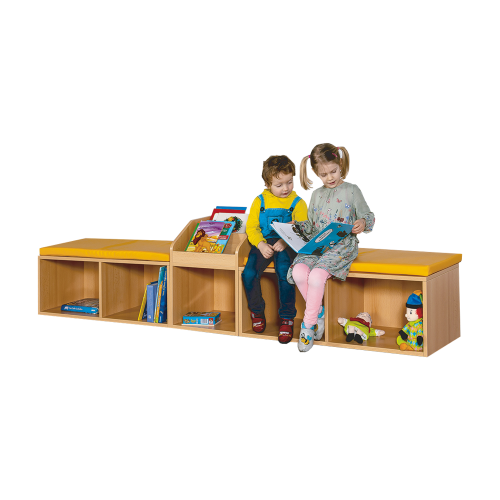 Produkt Bild Lesestrecke mit F&auml;chern, B&uuml;cherregal und Sitzpolstern LEST-SET