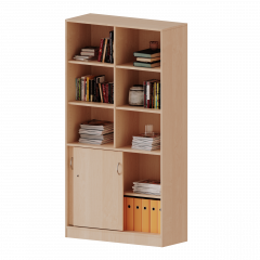 Produktbild Kombischrank, 5 Ordnerh&ouml;hen, Schiebet&uuml;ren unten (2 OH), oben 3 offene F&auml;cher - Serie evo180 