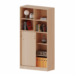 Produktbild Kombischrank, 5 Ordnerh&ouml;hen, Schiebet&uuml;ren unten (3 OH), oben 2 offene F&auml;cher - Serie evo180 